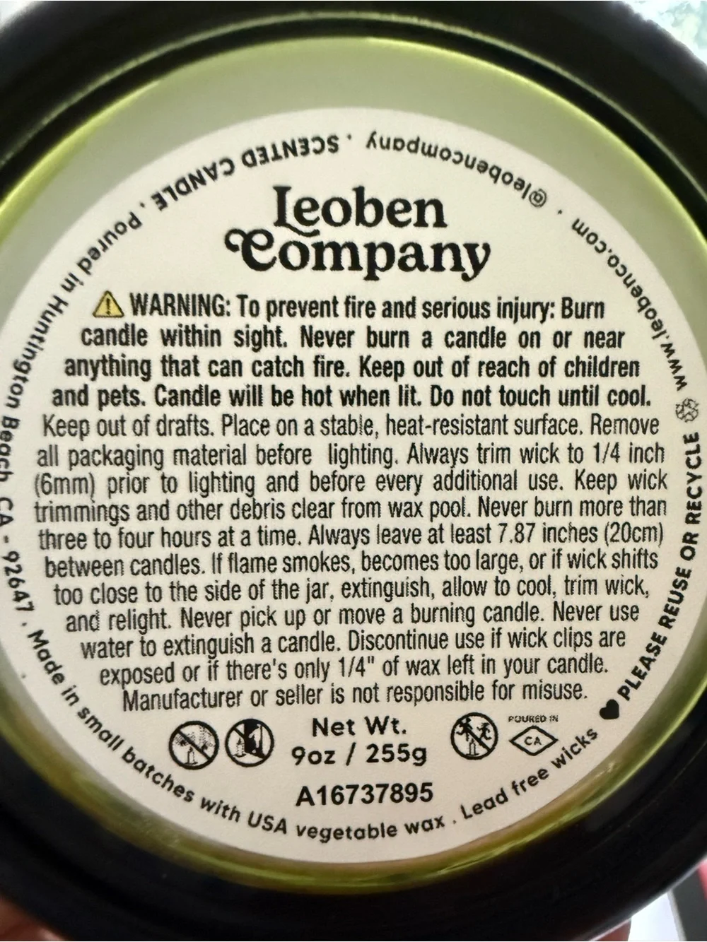 Leoben Company Tomato Garden Scented Candle - Green Glass Jar